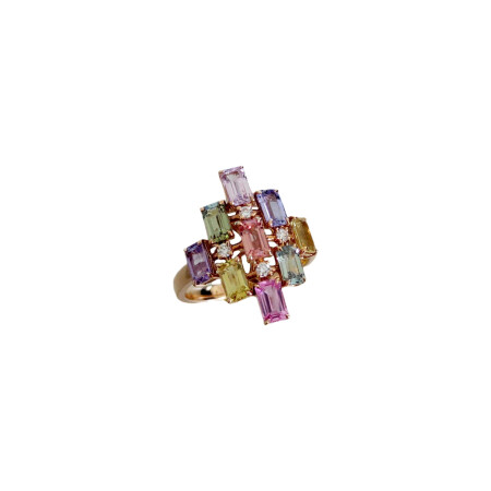 Bague Pacôma en or rose, saphirs naturels et diamants