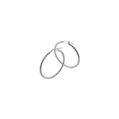 Boucles d'oreilles créoles ADLC en argent rhodié