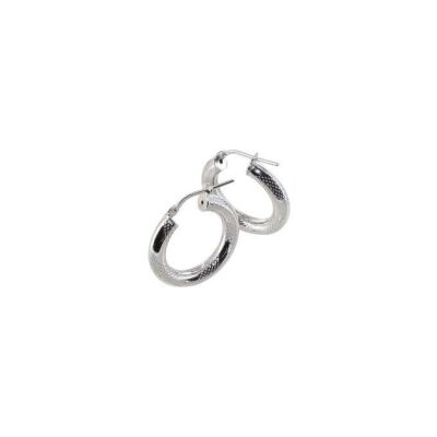 Boucles d'oreilles créoles ADLC en argent rhodié