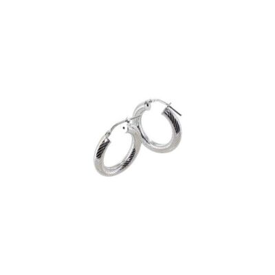Boucles d'oreilles créoles ADLC en argent rhodié