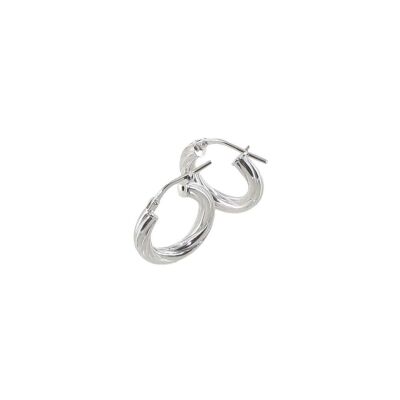 Boucles d'oreilles créoles torsadées ADLC en argent rhodié