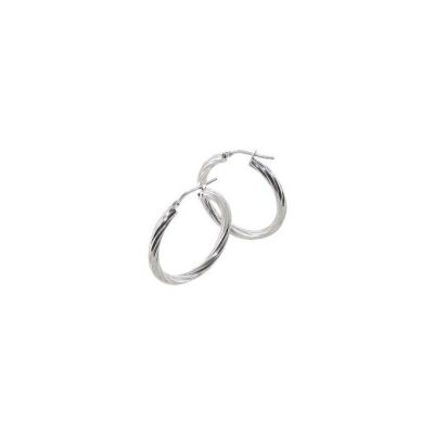 Boucles d'oreilles créoles torsadées ADLC en argent rhodié