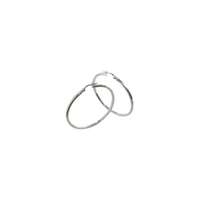 Boucles d'oreilles créoles ADLC en argent rhodié