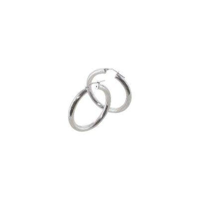 Boucles d'oreilles créoles torsadées ADLC en argent rhodié