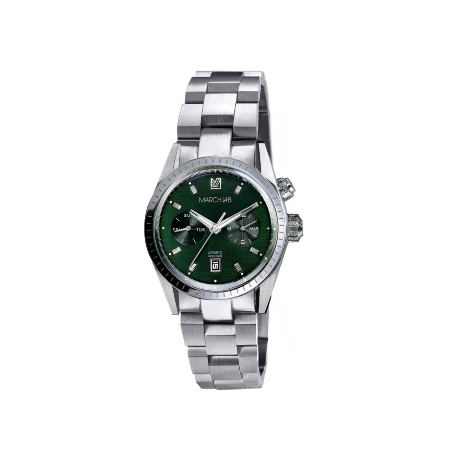 Montre March LA.B AGENDA SUPRA AUTOMATIQUE 41 MM - GRALL - Acier Brossé 3 Maillons