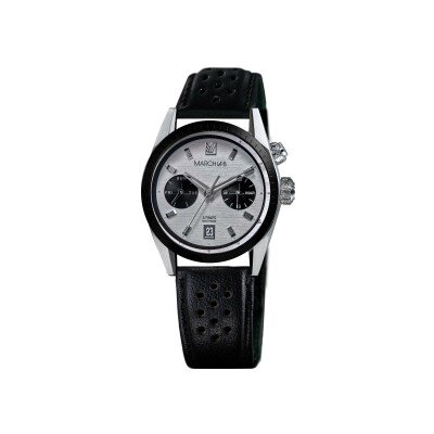 Montre March LA.B Agenda Automatique - Double - Buffle Perforé Noir