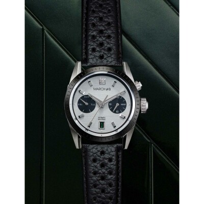Montre MARCH LA.B AGENDA Automatique - Double - Buffle Perforé Noir