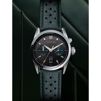 Montre March LA.B Agenda Supra Automatique - Mars - Buffle Perforé Noir