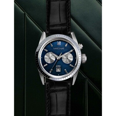 Montre MARCH LA.B AGENDA SUPRA Automatique - Navy - Alligator Noir