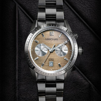 Montre MARCH LA.B AGENDA SUPRA AUTOMATIQUE 41 MM - SHELTER - Acier Brossé 3 Maillons