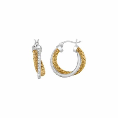 Boucles d'oreilles Charles Garnier en argent bicolore et oxydes de zirconium