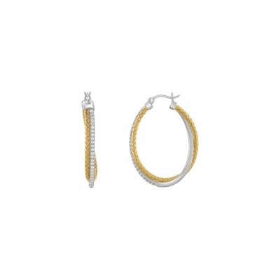 Boucles d'oreilles Charles Garnier en argent bicolore et oxydes de zirconium