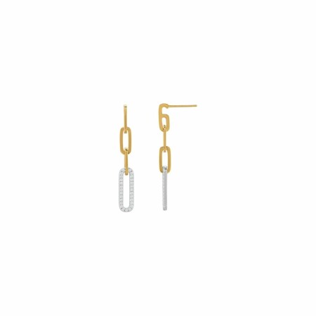 Boucles d'oreilles Charles Garnier en argent bicolore et oxydes de zirconium