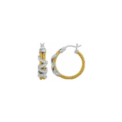 Boucles d'oreilles Charles Garnier en argent bicolore et oxydes de zirconium