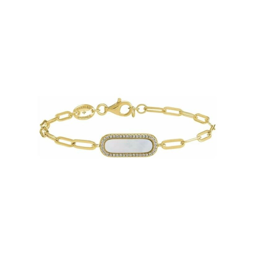 Bracelet Charles Garnier en argent doré, oxydes de zirconium et nacre