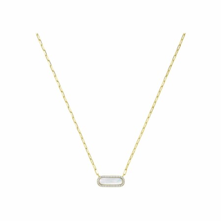 Collier Charles Garnier en argent doré, oxydes de zirconium et nacre