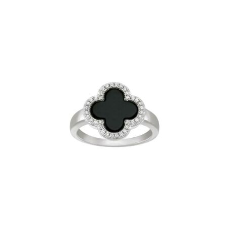 Bague Charles Garnier en argent, oxydes de zirconium et agate