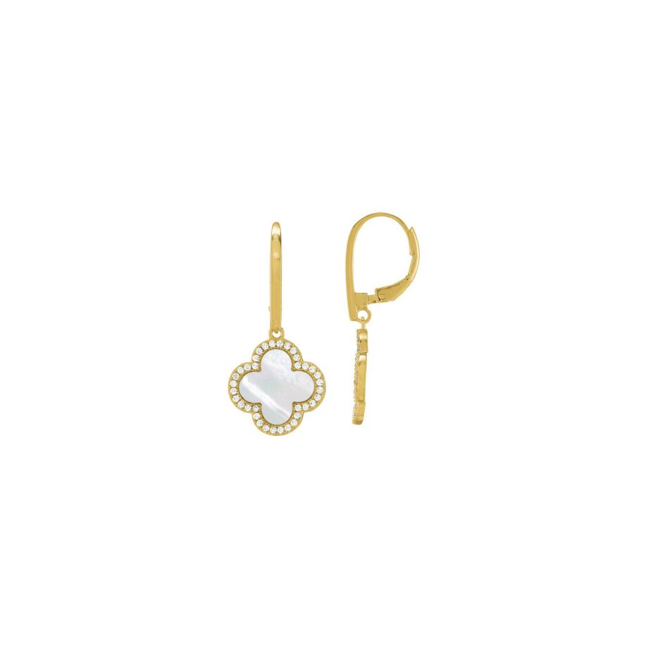 Boucles d'oreilles Charles Garnier en argent, oxydes de zirconium et nacre