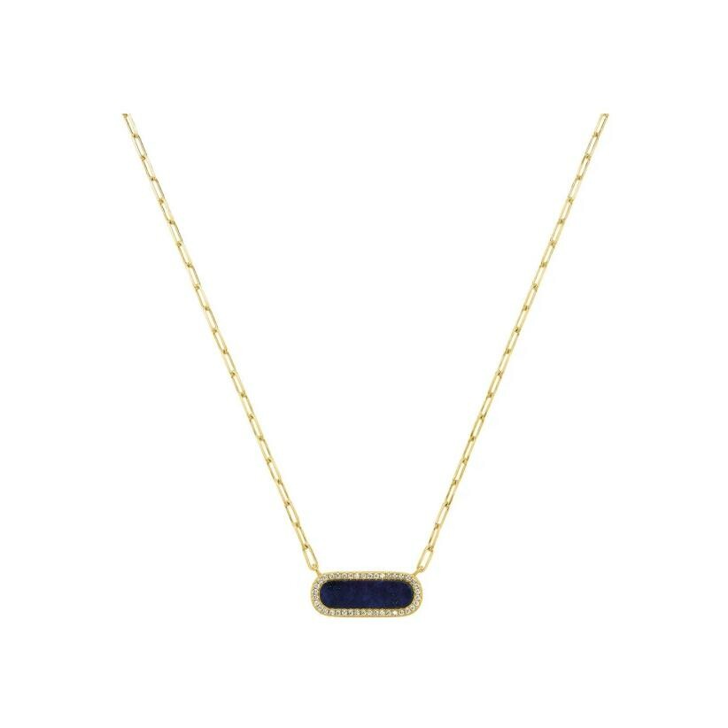 Collier Charles Garnier en argent doré, oxydes de zirconium et lapis-lazuli