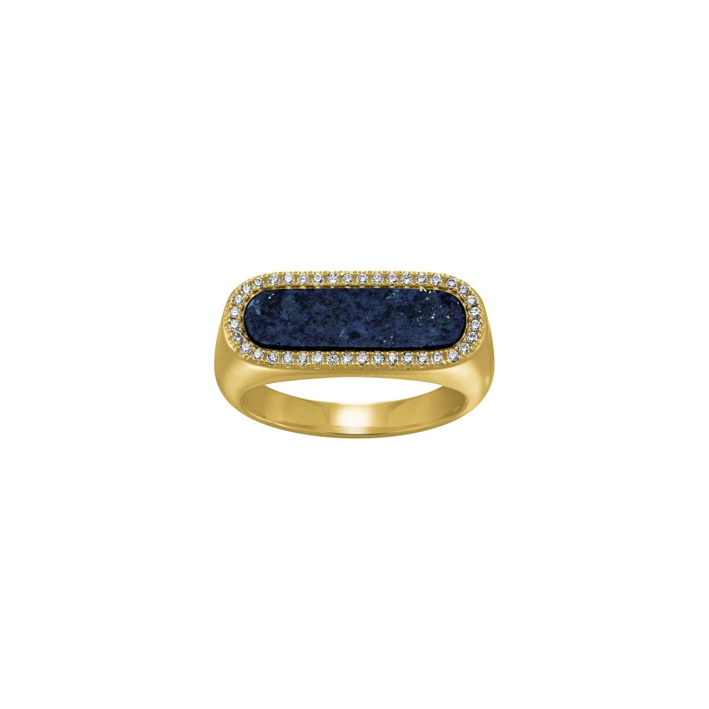 Bague Charles Garnier en argent doré, oxydes de zirconium et lapis-lazuli