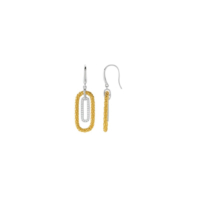 Boucles d'oreilles Charles Garnier en argent, argent doré et oxydes de zirconium
