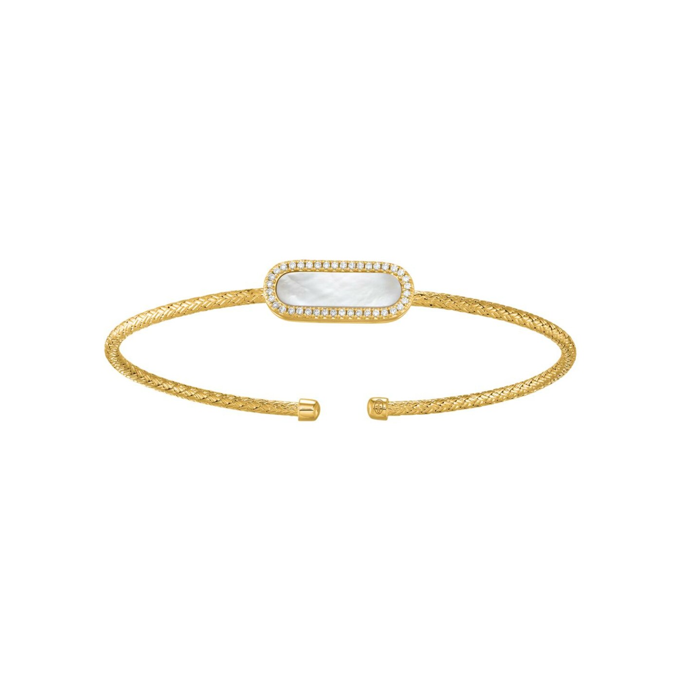 Bracelet Charles Garnier en argent doré, oxydes de zirconium et nacre