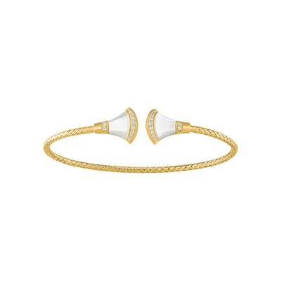 Bracelet Charles Garnier en argent doré, oxydes de zirconium et nacre