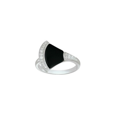 Bague Charles Garnier en argent, oxydes de zirconium et agate