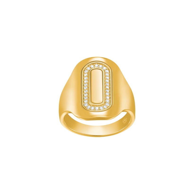 Bague Charles Garnier en argent doré et oxydes de zirconium