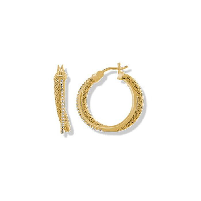 Boucles d'oreilles Charles Garnier en argent doré et oxydes de zirconium