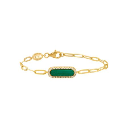 Bracelet Charles Garnier en argent, oxydes de zirconium et malachite