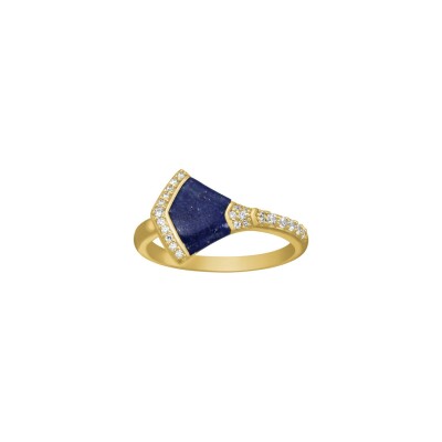 Bague Charles Garnier en argent doré, lapis lazuli et oxyde de zirconium