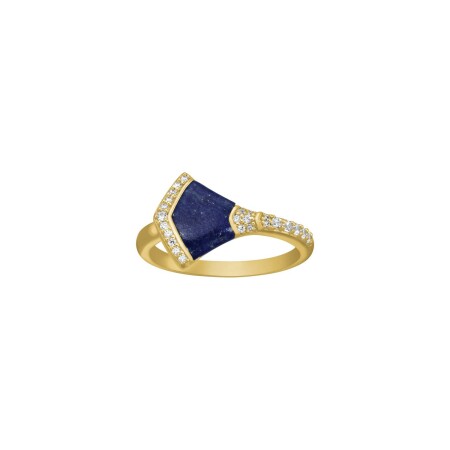 Bague Charles Garnier en argent doré, lapis lazuli et oxyde de zirconium