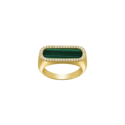 Bague Charles Garnier en argent, malachite et oxyde de zirconium