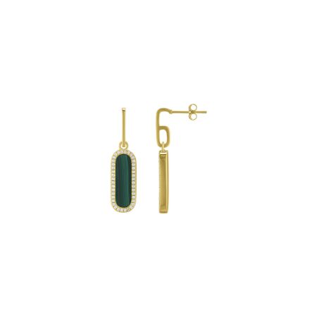 Boucles d'oreilles Charles Garnier en argent, malachite et oxyde de zirconium