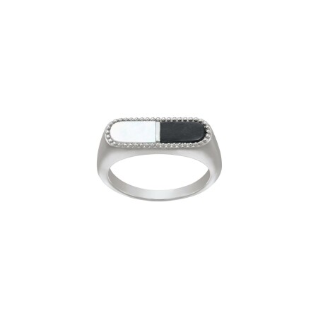 Bague Charles Garnier en argent, onyx et nacre