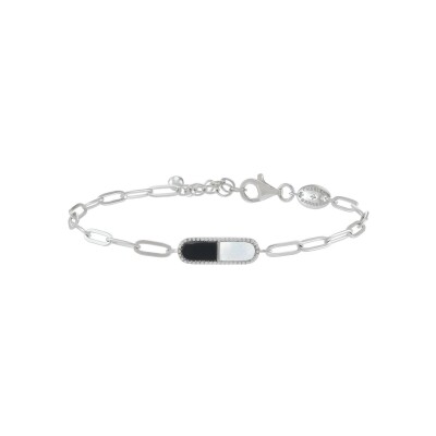 Bracelet Charles Garnier en argent, onyx et nacre