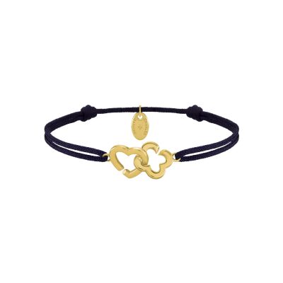 Bracelet Charles Garnier en argent doré et cordon textile bleu