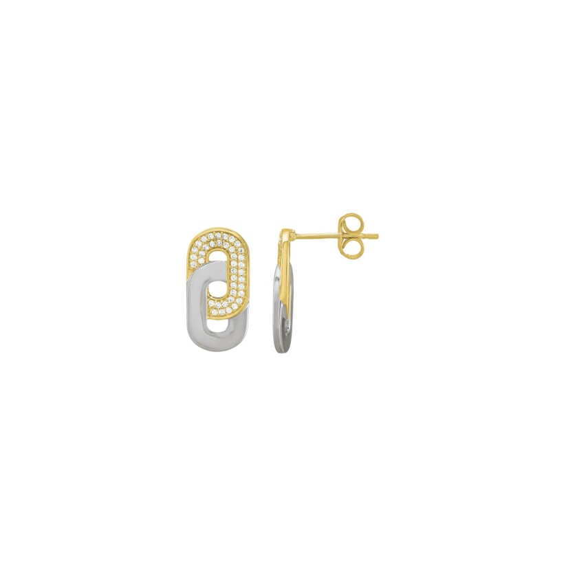Boucles d'oreilles Charles Garnier en argent, argent doré et oxyde de zirconium