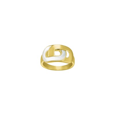 Bague Charles Garnier en argent doré et nacre blanche