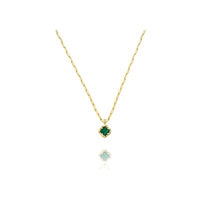 Collier Charles Garnier Légende en argent doré, malachite et oxydes de zirconium