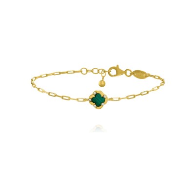 Bracelet Charles Garnier Légende en argent doré, malachite et oxydes de zirconium