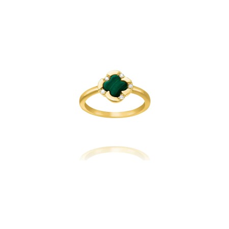 Bague Charles Garnier Légende en argent doré, malachite et oxydes de zirconium