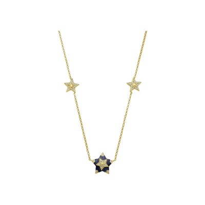 Collier Charles Garnier en argent doré, lapis lazuli et oxyde de zirconium