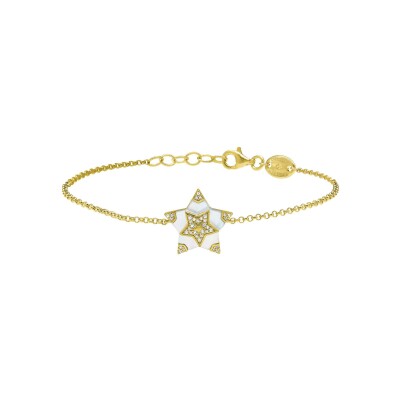 Bracelet Charles Garnier en argent doré, nacre et oxyde de zirconium