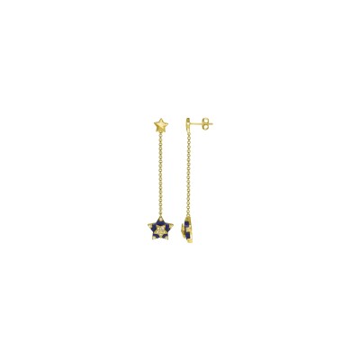 Boucles d'oreilles Charles Garnier en argent doré, lapis lazuli et oxyde de zirconium