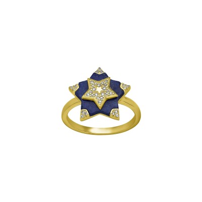 Bague Charles Garnier en argent doré, lapis lazuli et oxyde de zirconium