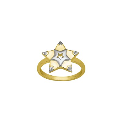 Bague Charles Garnier en argent doré et oxyde de zirconium