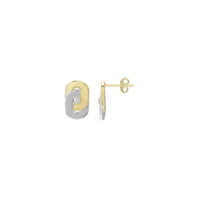 Boucles d'oreilles Charles Garnier en argent, argent doré et oxyde de zirconium