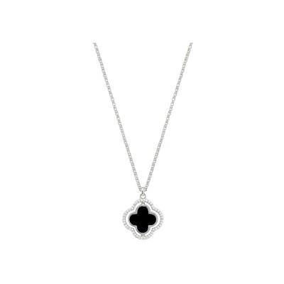 Collier réversible Charles Garnier en argent, oxyde de zirconium, nacre et onyx
